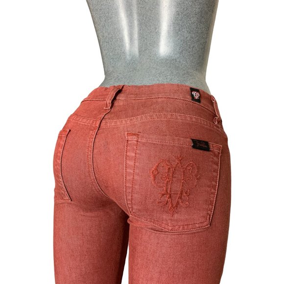 7 For All Mankind Emilio Pucci Carol Boot Cut Womens Jeans Tag 24 Red W26xL27 - Picture 1 of 13